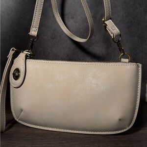 Joy Susan Crossbody Purse Wristlet Clutch Vegan Leather Gray
